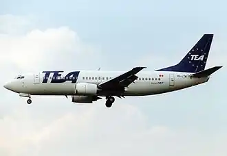 L'avion impliqué dans l'accident, sous les couleurs de son premier opérateur Trans European Airways