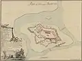 Le château de Bohus, vers 1726 (Ce dessin étant une copie faite vers 1790)