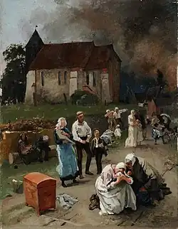 Feu dans le village