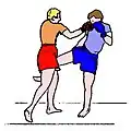 Coup de poing semi-circulaire en boxe birmane.