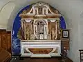 Retable de saint François Xavier (XIXe&nbsp;siècle), avec statues de saint Étienne et saint François de Sales