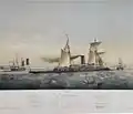 Le Rochambeau commandé par le capitaine de vaisseau Bonie, Charles Leduc, 1870.