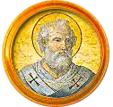 Boniface IV. Médaillon en mosaïque de la frise des papes à Saint-Paul-hors-les-Murs.
