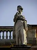 Clio, muse de l'histoire ; attributs : trompette symbole de la renommée et un livre ; Van den Drix.