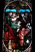 Vitrail représentant la reine de Saba et le roi Salomon.