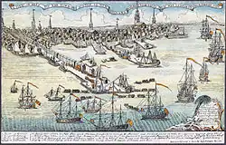 Huit navires britanniques débarquent deux régiments dans le port de Boston