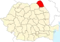 Map of Romania highlighting Botoșani County