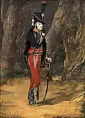 Capitaine de hussard en pied.