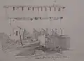 Esquisse de l'Eglise de la Nativité de Sainte-Anne avant 1845 -Façade Sud