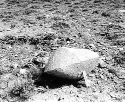 Bloc de granite poli par du sable éolien, comté de Sweetwater, Wyoming (Bradley, 1930).