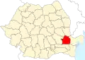 Map of Romania highlighting Brăila County