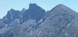 Vue du Kleiner Solstein, au centre, depuis le nord-ouest.