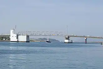 Vue du pont mobile de Bizerte vers le sud.