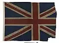 Drapeau hissé par le HMS&nbsp;Minotaur lors de la bataille de Trafalgar. Comme beaucoup de drapeaux faits à la main, le design est imparfait. (National Maritime Museum)