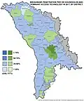 Pénétration du haut débit pour 100 ménages et technologie d'accès dominante, par district.