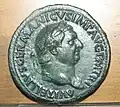 Monnaie de bronze de Vitellius (69).