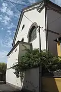 Façade sud-est rue Simon avec emplacement de l'Arche sainte en saillie