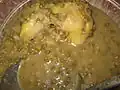 Bubur kacang hijau avec du durian.