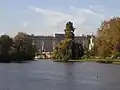 St James's Park Lac, vue vers le nord, avec le palais de Buckingham.
