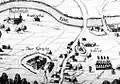 Le château de Gracht en 1642, gravure d'après Matthäus Merian le Vieux.