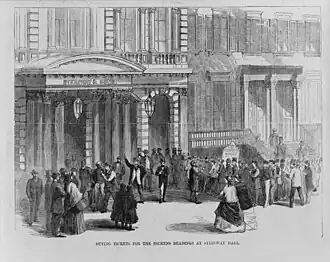 Boston, achat des billets pour écouter Dickens.