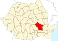 Map of Romania highlighting Buzău County