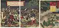 Byakkotai qui a commis seppuku à Iimori Hill, gravure sur bois.