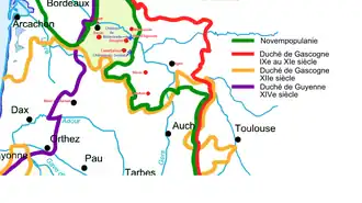 Limites de la partie nord de la Gascogne ancienne.