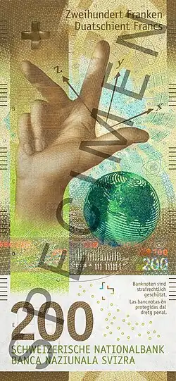 Billet de 200 CHF de la 9e série.