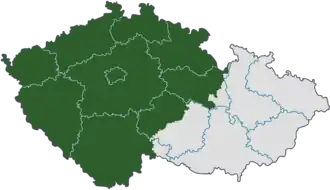 Localisation de la Bohême (en vert) en Tchéquie.