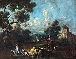 Paysage avec bergers par Giuseppe Zais