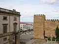 Vue de la Plaza Mayor depuis le forum de los Balbos&nbsp;(es).