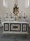 Autel de l'abbaye Saint-Fructueux-de-Tarragone de Camogli, où il y a des reliques des saints.