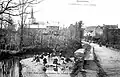Campénéac ː vue générale et lavoir vers 1925 (carte postale).