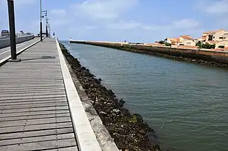 Passe du Boucarot (Capbreton), vue vers l'océan.