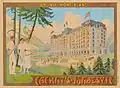 Affiche pour Chamonix-Mont-Blanc, Cachat's majestic hotel. Ca. 1910.
