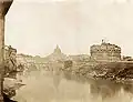 Le Tibre à Rome, avec le Château Saint-Ange et la basilique Saint-Pierre, vers 1853.