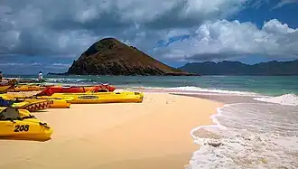 Vue de Moku Iki depuis la plage de Moku Nui