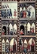 Miniatures des Cantigas de Sainte María, employées pour la couverture des Cantigas de Hita...