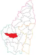 Situation du canton de Thueyts dans le département de l'Ardèche avant 2015.