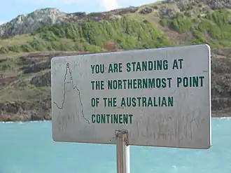 :Panneau touristique (en) au niveau du cap York.
