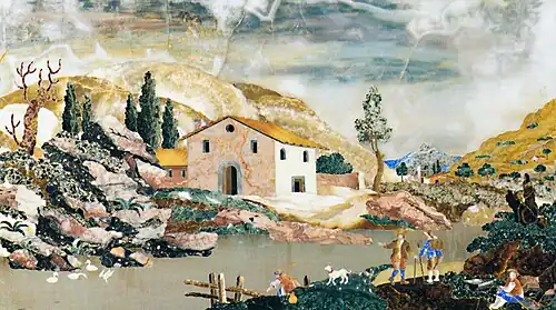 Tableau en commesso fiorentino du début du XVIIIe&nbsp;siècle.