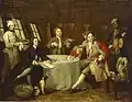 David Mallet représenté dans le tableau Captain Lord George Graham in his Cabin&nbsp;(en), peint par William Hogarth