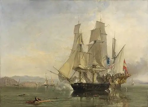La Capture du chebec espagnol El GamoClarkson Frederick Stanfield, vers 1845Victoria and Albert Museum