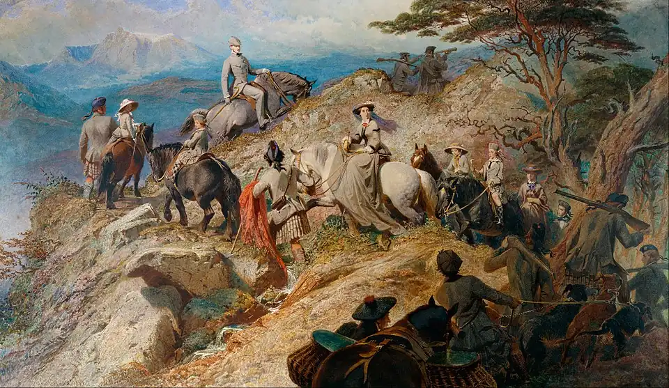 Matin dans les Highlands : la famille royale remontant Lochnagar (1853), Londres, Royal Collection.