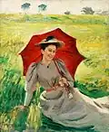 Femme avec un parasol rouge, 1892.