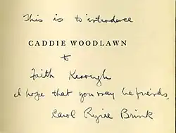 signature de Carol Ryrie Brink
