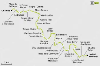 Voir la carte de la ligne.
