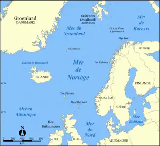 Carte de la mer de Norvège.