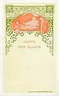 Carte des glaces des Magasins réunis de Nancy, 1908, Henri Bergé, Palais des ducs de Lorraine